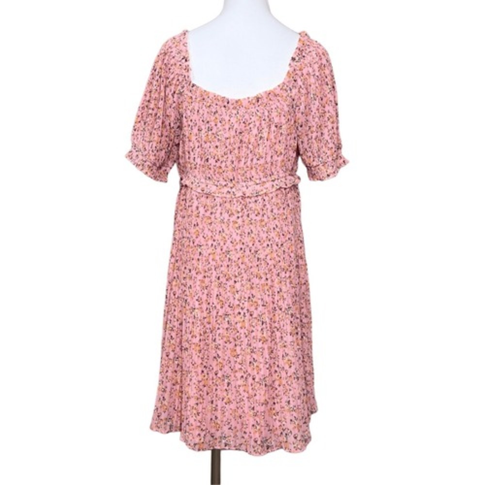 Beyond Words Pink Floral Pleated Cottagecore Fit‎ & Flare Dress XL Prairie Vibes - Picture 3 of 9